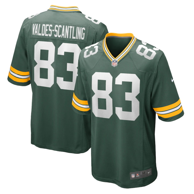 mens nike marquez valdes scantling green green bay packers game team jersey